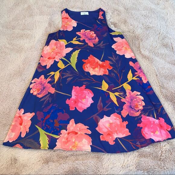 Everly Floral Print 'Forever Mine' Blue Tank-Style Dress Size: Medium - Picture 3 of 12